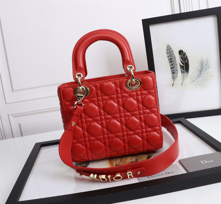 女性Red ラムスキン My Abcdior Dior Cannageショルダー・バッグD6806