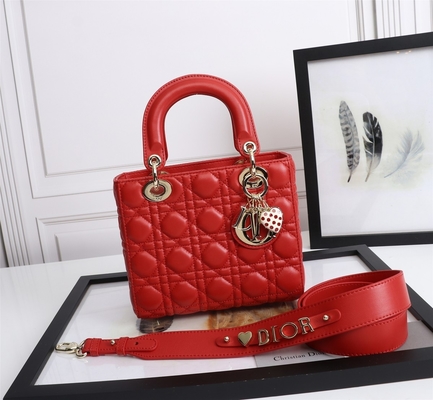 女性Red ラムスキン My Abcdior Dior Cannageショルダー・バッグD6806