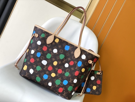 多色刷り黒いLV X草間彌生ルイ・ヴィトンNeverfull MMのモノグラム袋