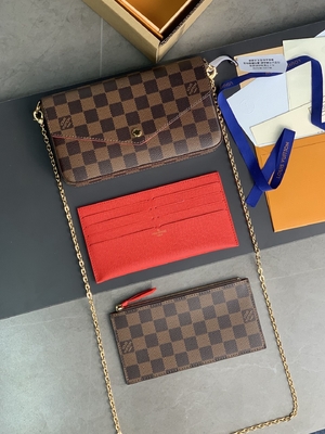 小型LV Felicie Pochetteのモノグラム袋の札入れの赤紫のライニング