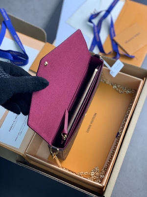 小型LV Felicie Pochetteのモノグラム袋の札入れの赤紫のライニング