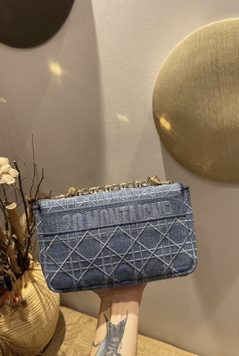 刺繍された小型デザイナーは小さいDior Caroのデニムをすぼめる