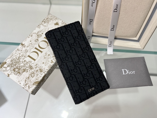 クリスチャン・ディオールの浮彫りにされた縦のCD男性札入れのダイヤモンドはファスナーを絞める
