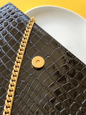 子牛革YSLの黒袋の金の鎖のKateの小さいふさ