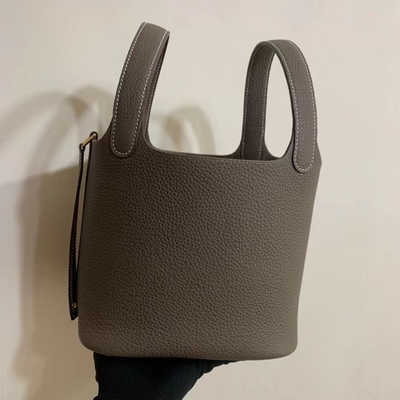 Hermesは女性をハンドバッグのJaune Ambre PicotinロックPM Clemenceと革Soleil決め付けた