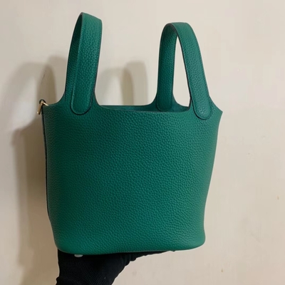 Hermesは女性をハンドバッグのJaune Ambre PicotinロックPM Clemenceと革Soleil決め付けた
