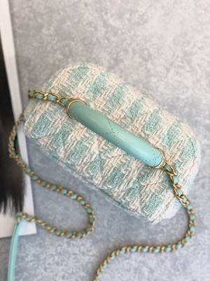 女の子のモノグラムの小型デザイナーはChanel小型箱袋の緑のピンクをすぼめる