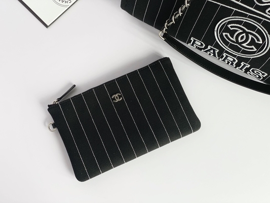 決め付けられる大きい注文は綿の子牛革のChanel 2.55のハンドバッグMetalblackおよび白を袋に入れる