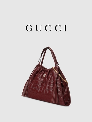 6Inch深紅色の革トリムPrelovedは袋のダイアナ グッチのハンドバッグを決め付けた