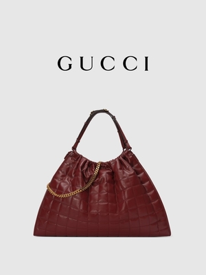 6Inch深紅色の革トリムPrelovedは袋のダイアナ グッチのハンドバッグを決め付けた